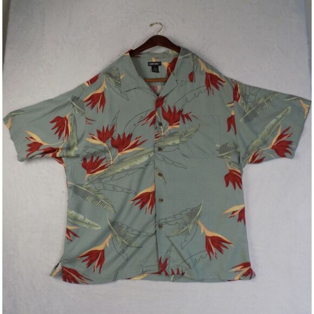 Vintage Cherokee Tropical Shirt Birds of Paradise & Coconut Leaf Print XXL
